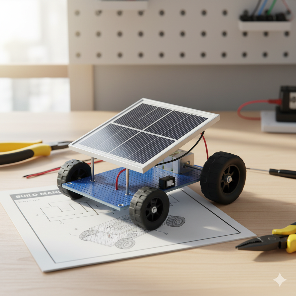 Solar-Powered Mini Car Model